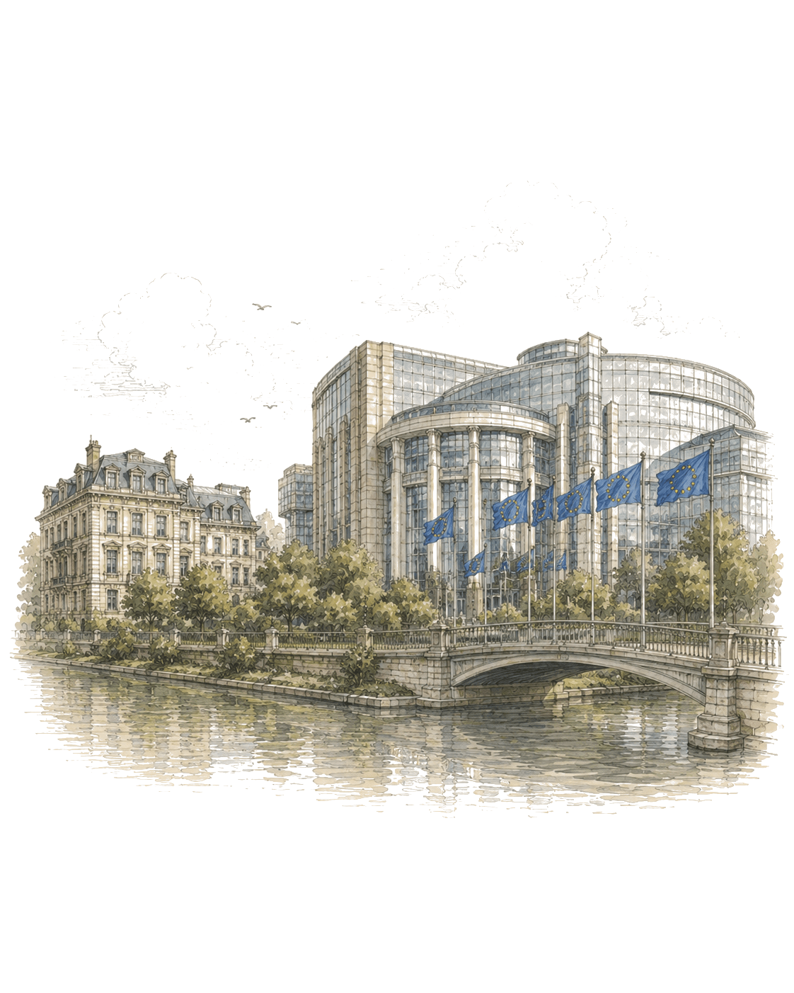 European Union - editorial watercolour illustration