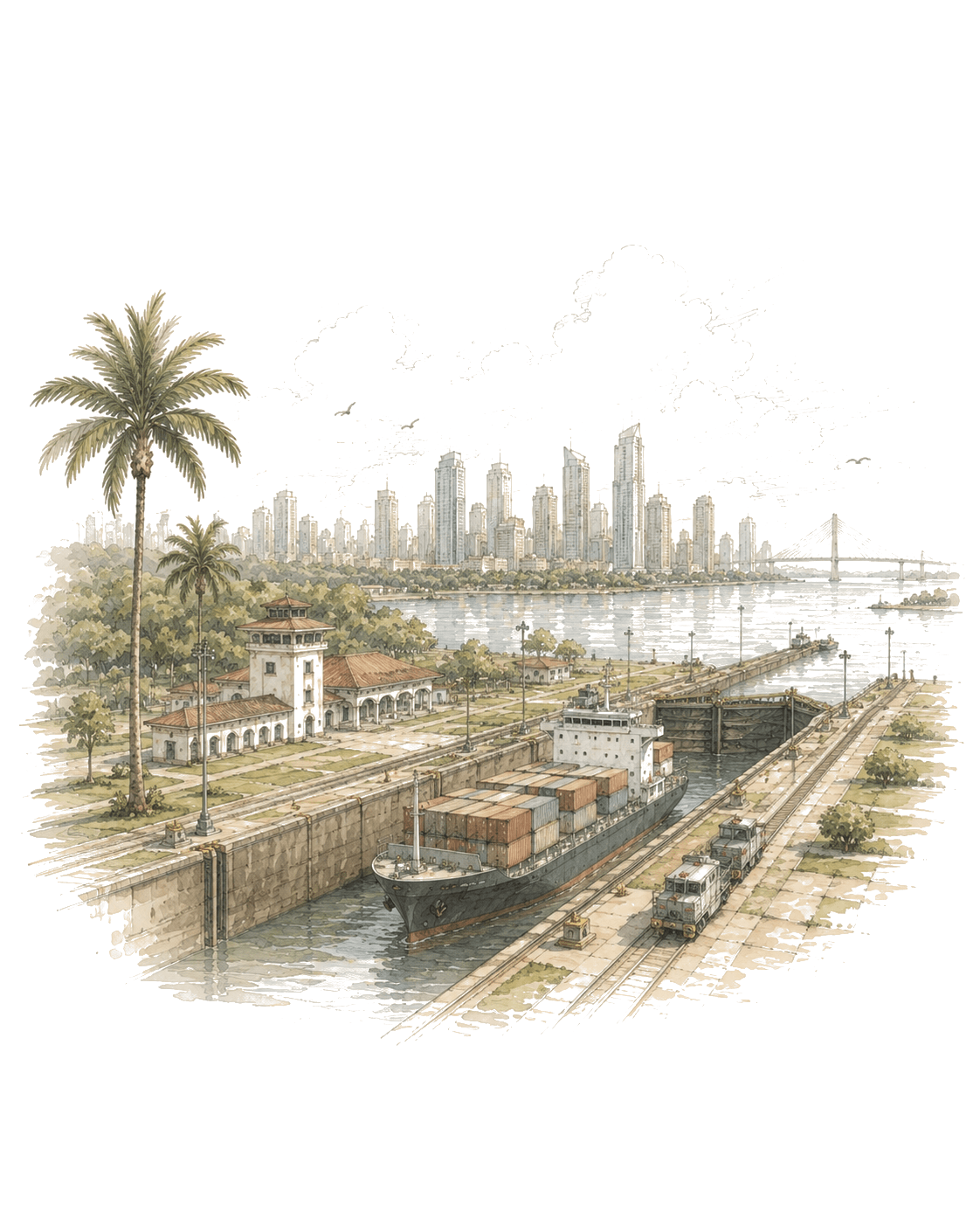 Panama - editorial watercolour illustration
