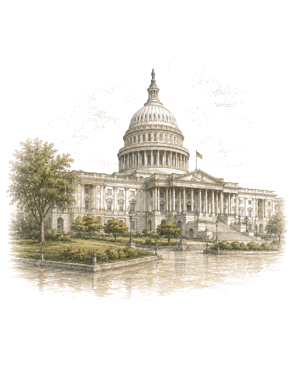 United States - editorial watercolour illustration